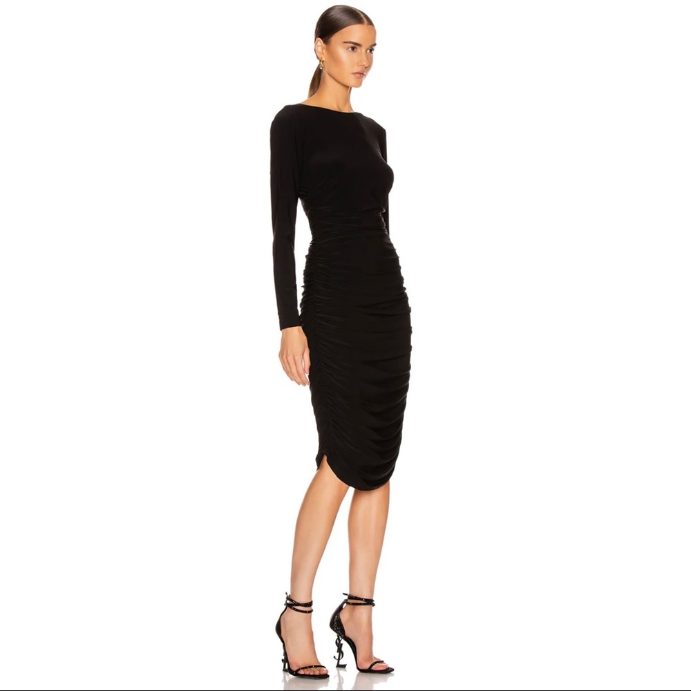 Norma Kamala Long Sleeve Shirred Dress Sz M